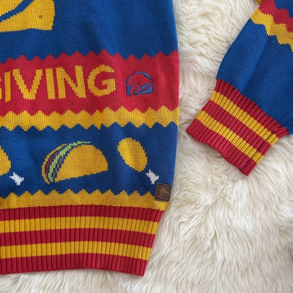 Tipsy Elves Festive Friendsgiving Sweater & Leggings - Blue, Red, Yellow - Picture 6 of 10